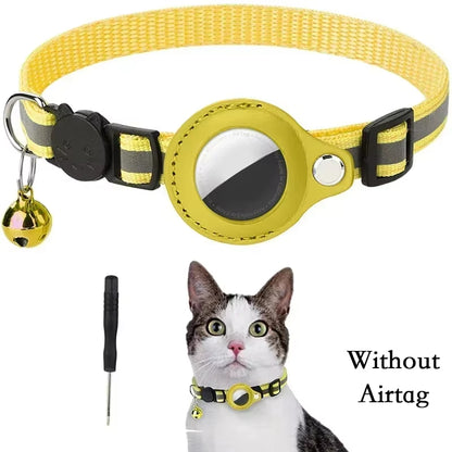 Anti-Lost Cat Collar for Airtag Tracker Protective Case with Bell No GPS Reflective Cats Necklace Kitten Accesories Pet Products