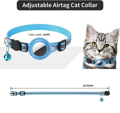 Anti-Lost Cat Collar for Airtag Tracker Protective Case with Bell No GPS Reflective Cats Necklace Kitten Accesories Pet Products