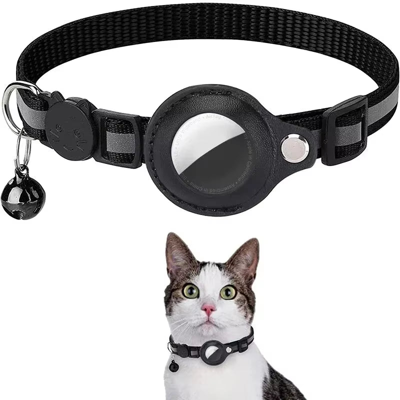 Anti-Lost Cat Collar for Airtag Tracker Protective Case with Bell No GPS Reflective Cats Necklace Kitten Accesories Pet Products