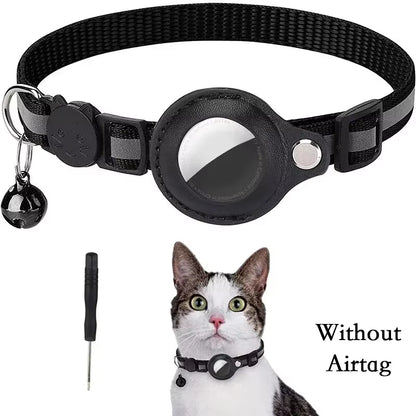 Anti-Lost Cat Collar for Airtag Tracker Protective Case with Bell No GPS Reflective Cats Necklace Kitten Accesories Pet Products